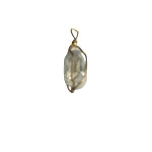 Elegant Gold Tone Wrapped  Clear Crystal Stone Pendant